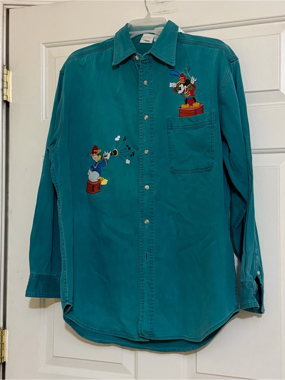 Vintage 1990s Disney Store Mickey Mouse Embroidered Marching Band Shirt Medium M